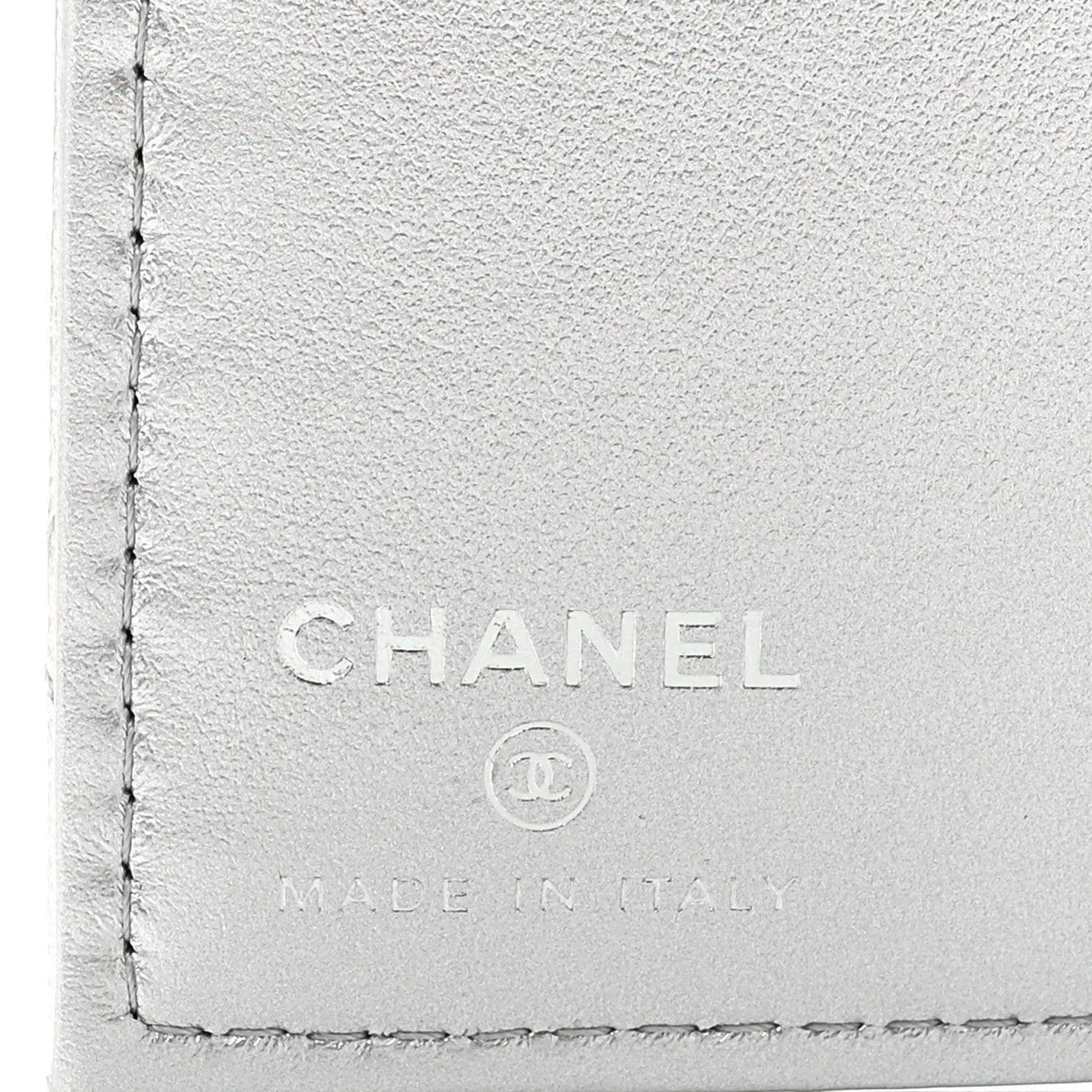 Chanel Metallic Caviar Quilted Passport Holder Silver 6 of 9