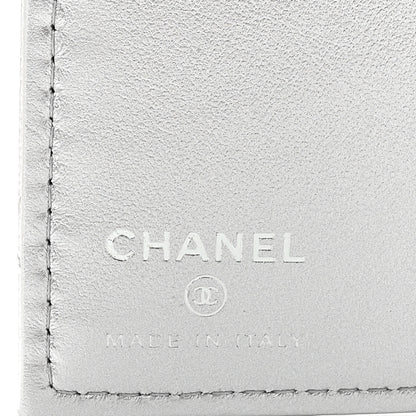 Chanel Metallic Caviar Quilted Passport Holder Silver 6 of 9
