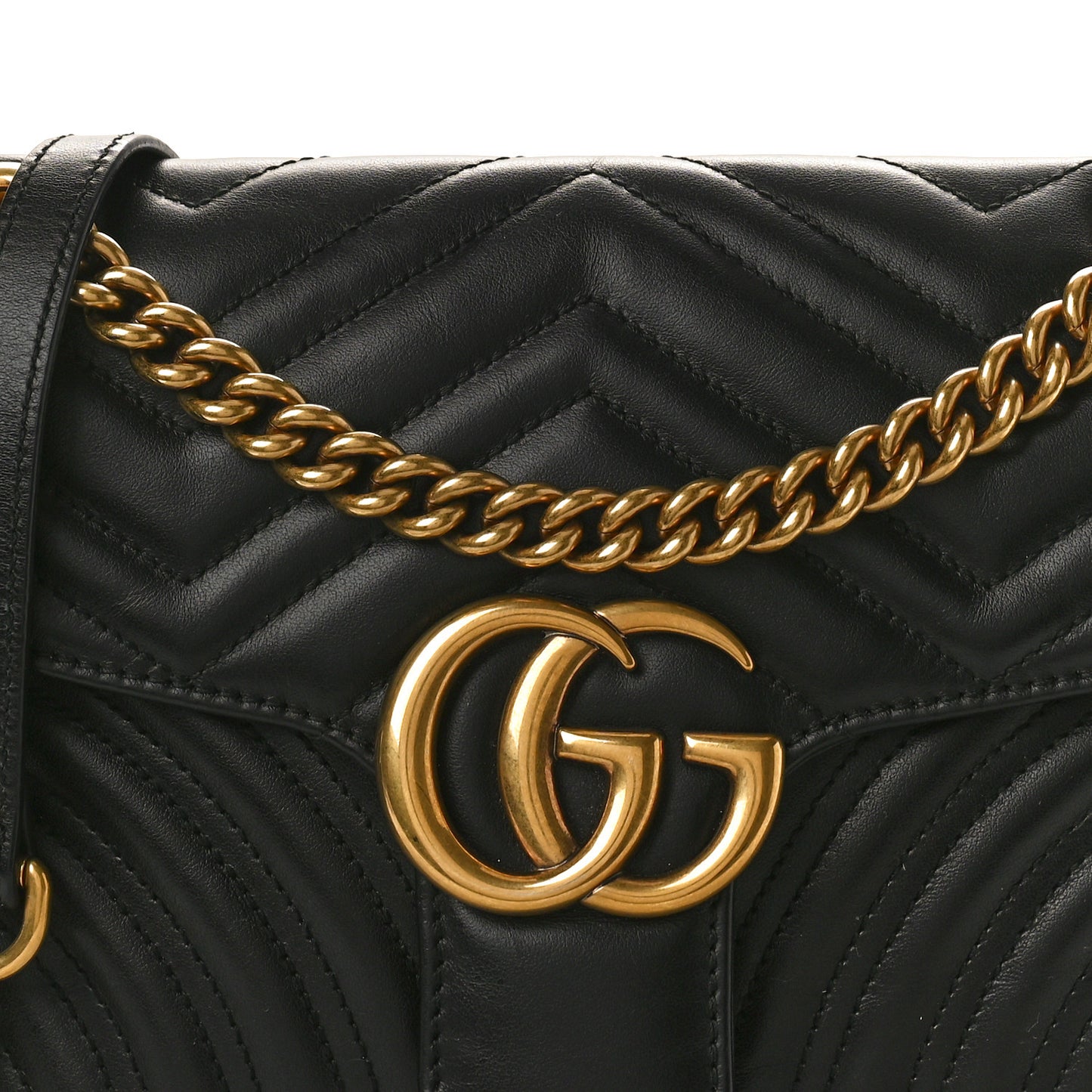 Calfskin Matelasse Small GG Marmont Shoulder Bag Black