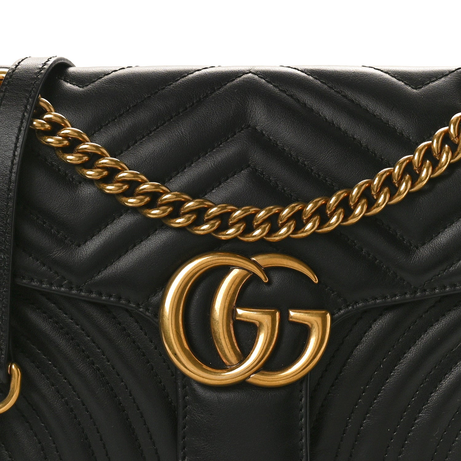 Gucci Calfskin Matelasse Small GG Marmont Shoulder Bag Black 8 of 10