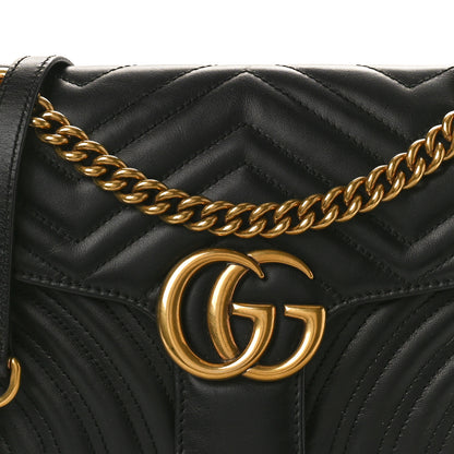 Gucci Calfskin Matelasse Small GG Marmont Shoulder Bag Black 8 of 10