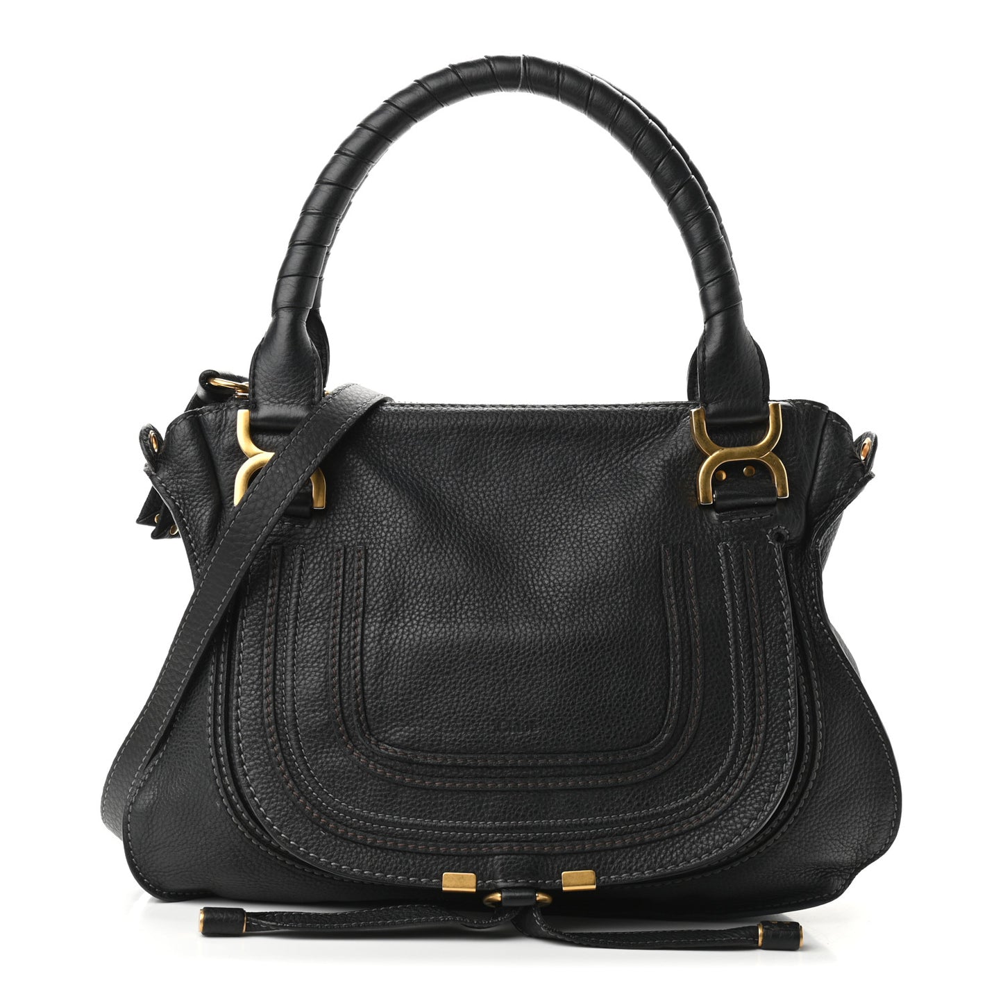 Calfskin Medium Marcie Satchel Black