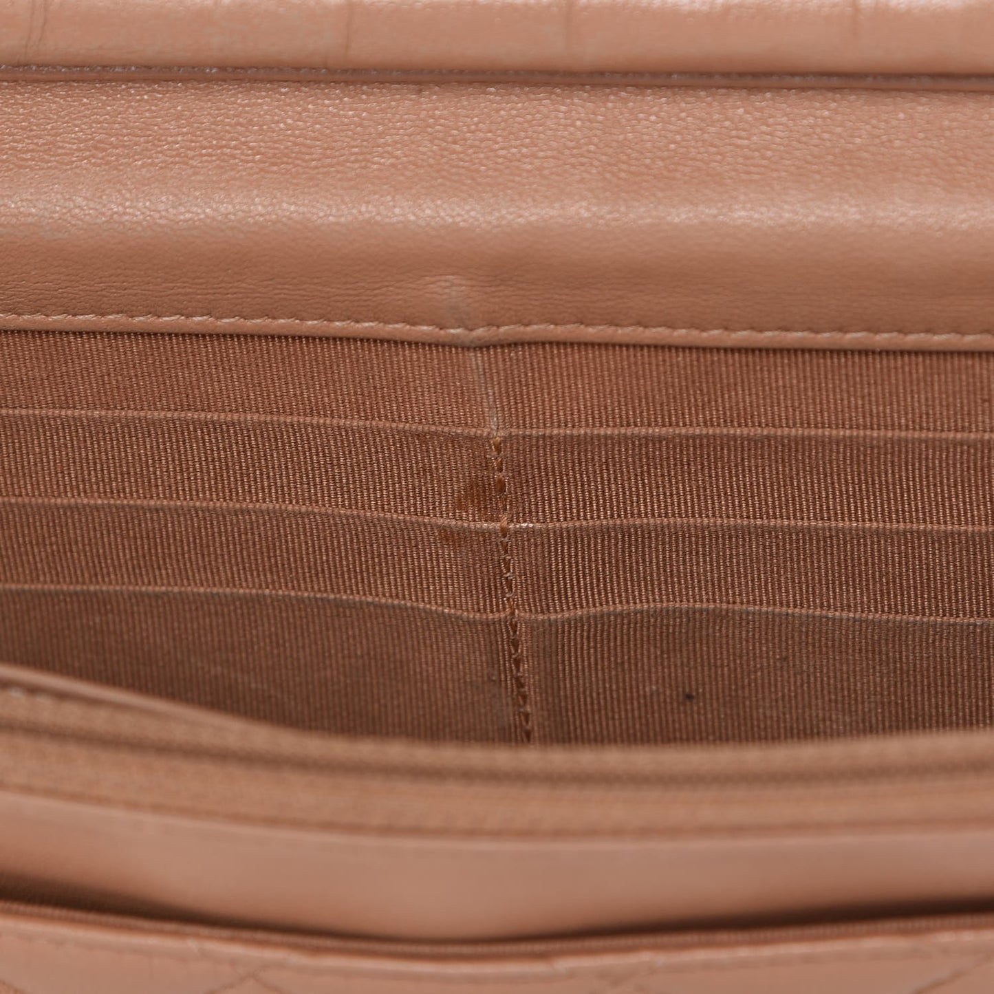 Lambskin Quilted Wallet on Chain WOC Dark Beige