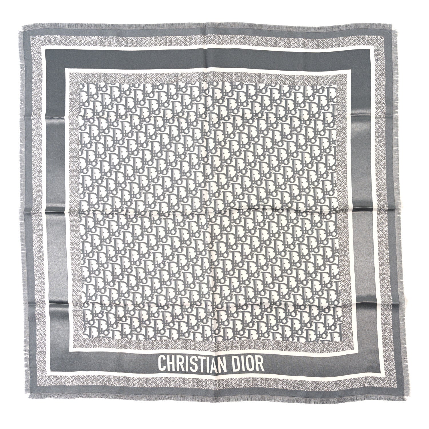 Christian Dior Silk Oblique Scarf Grey 1 of 3