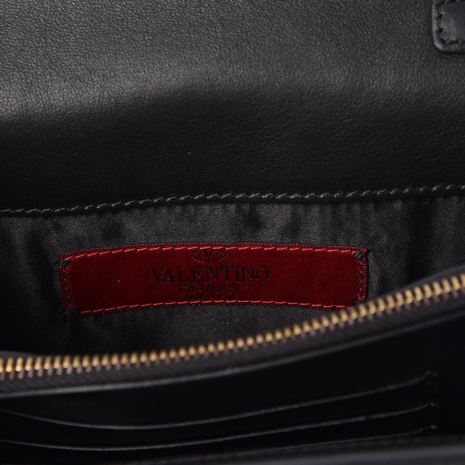 Valentino Garavani Calfskin Rockstud Wallet on Chain Black 6 of 7