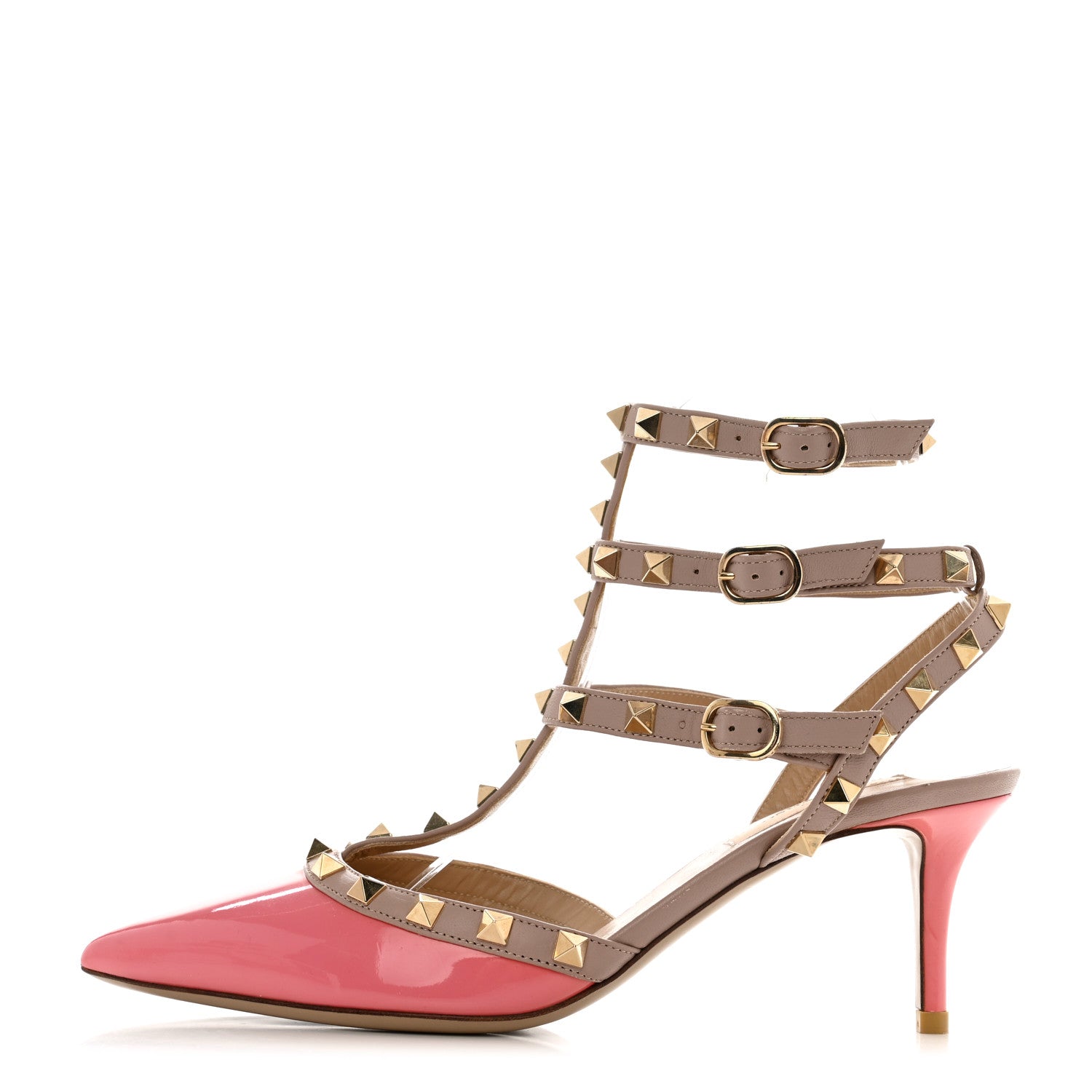 Valentino Garavani Patent Nappa Rockstud Ankle Strap 65mm Pumps 38 Candy Rose Poudre 1 of 10