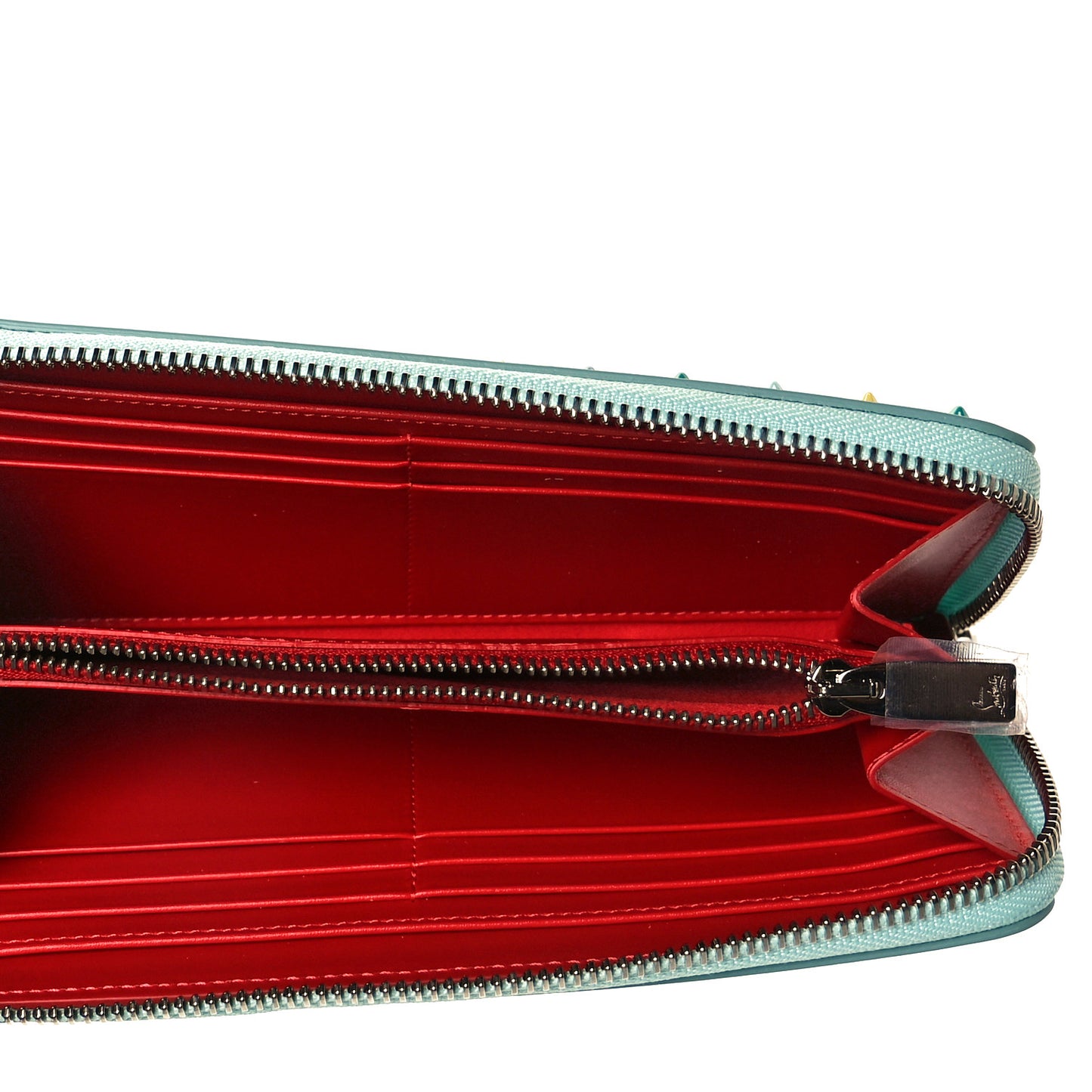 Calfskin Panettone Spiked Zip Around Wallet Source Multicolor