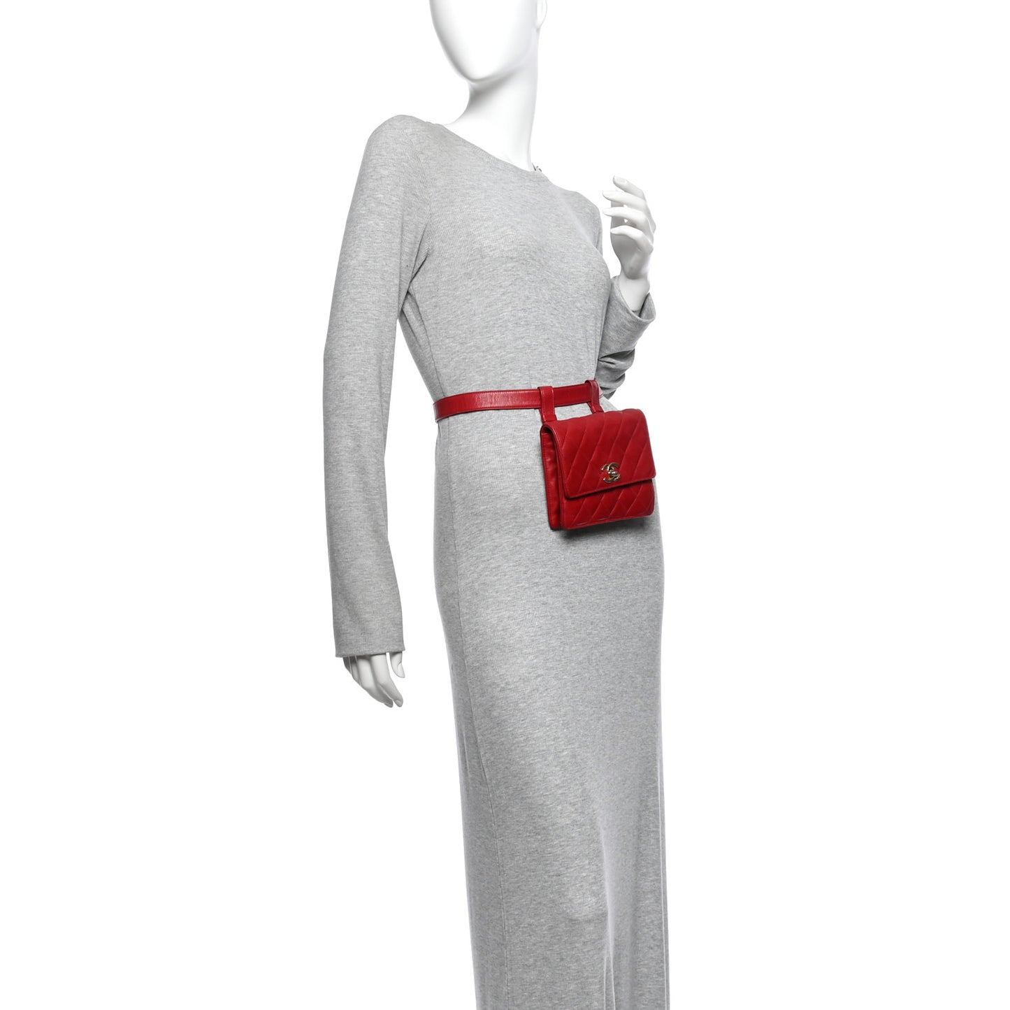 Lambskin Quilted Flap Waist Belt Bag 75 30 Red