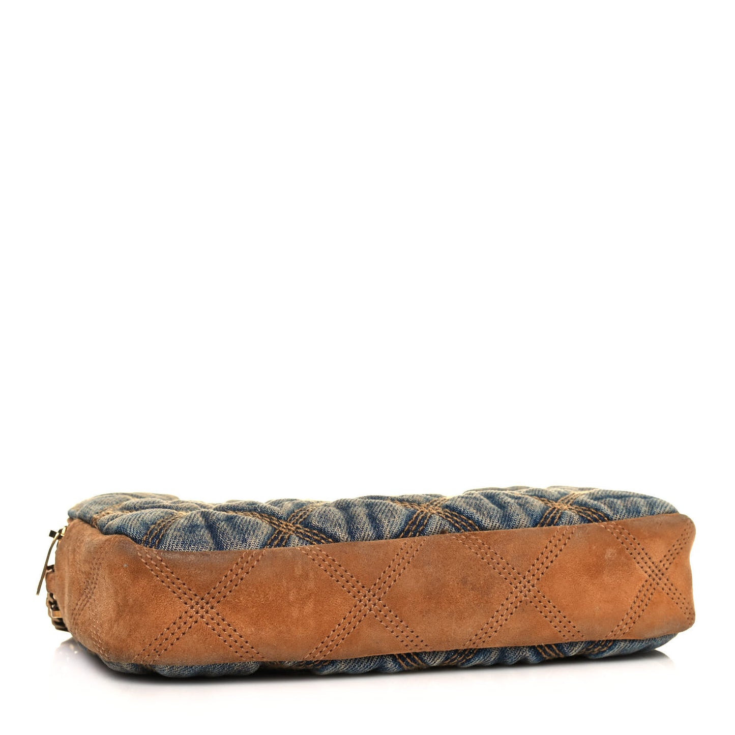 Suede Denim Quilted Mini Becky Double Zip Bag Blue Cinnamon