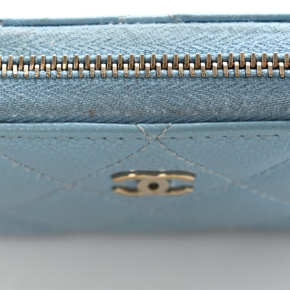 Chanel Caviar Quilted Zipped Key Holder Case Light Blue 9 of 19
