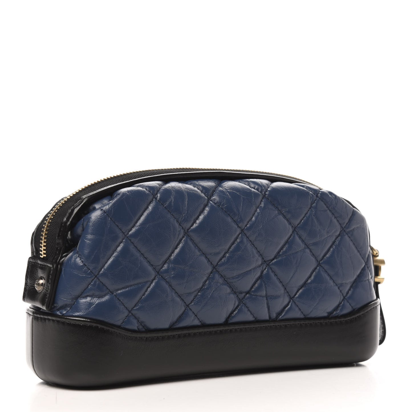 Aged Calfskin Quilted Gabrielle Classic Pouch Blue Black