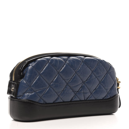 Chanel Aged Calfskin Quilted Gabrielle Classic Pouch Blue Black 3 of 9