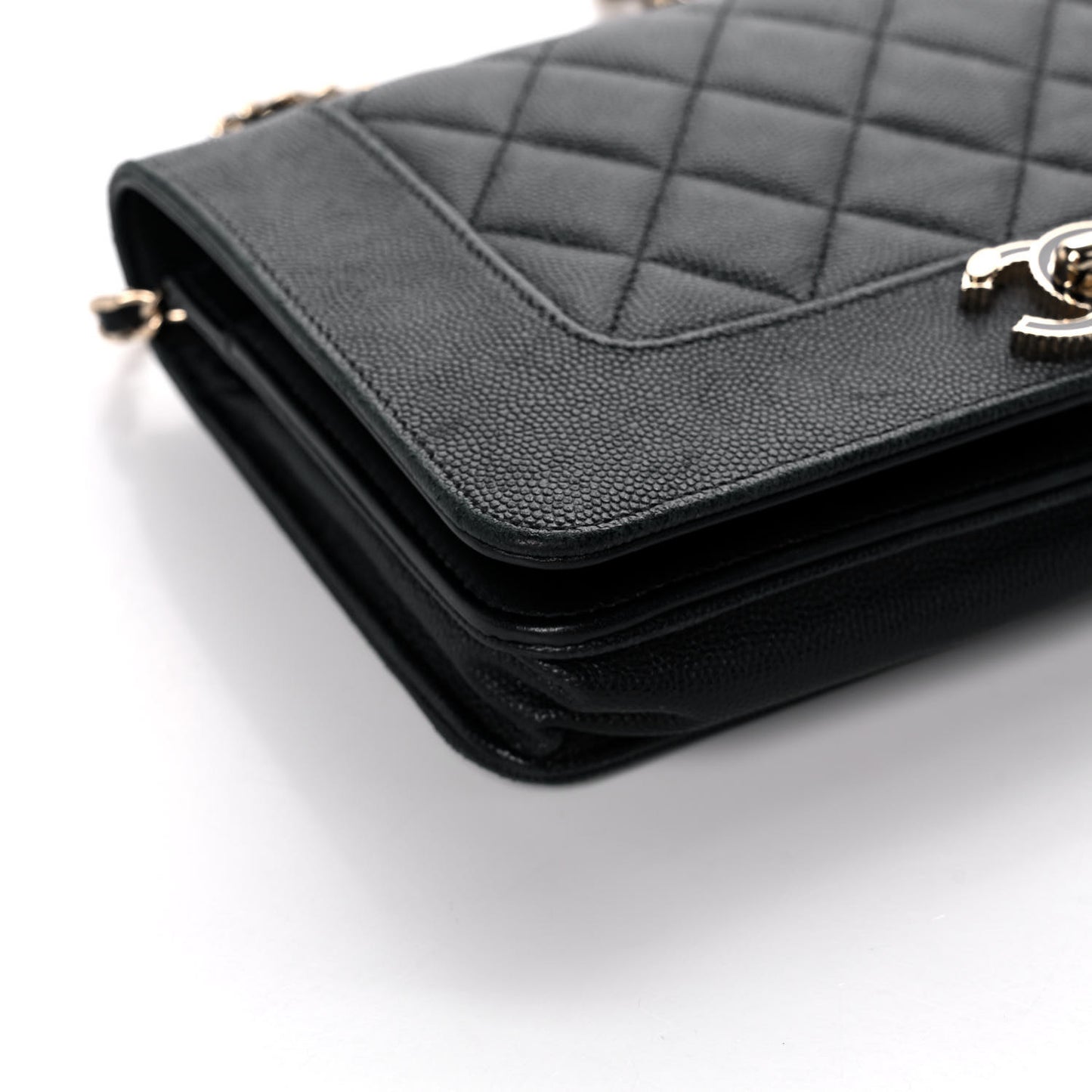 Caviar Quilted Vintage Mademoiselle Wallet On Chain WOC Black