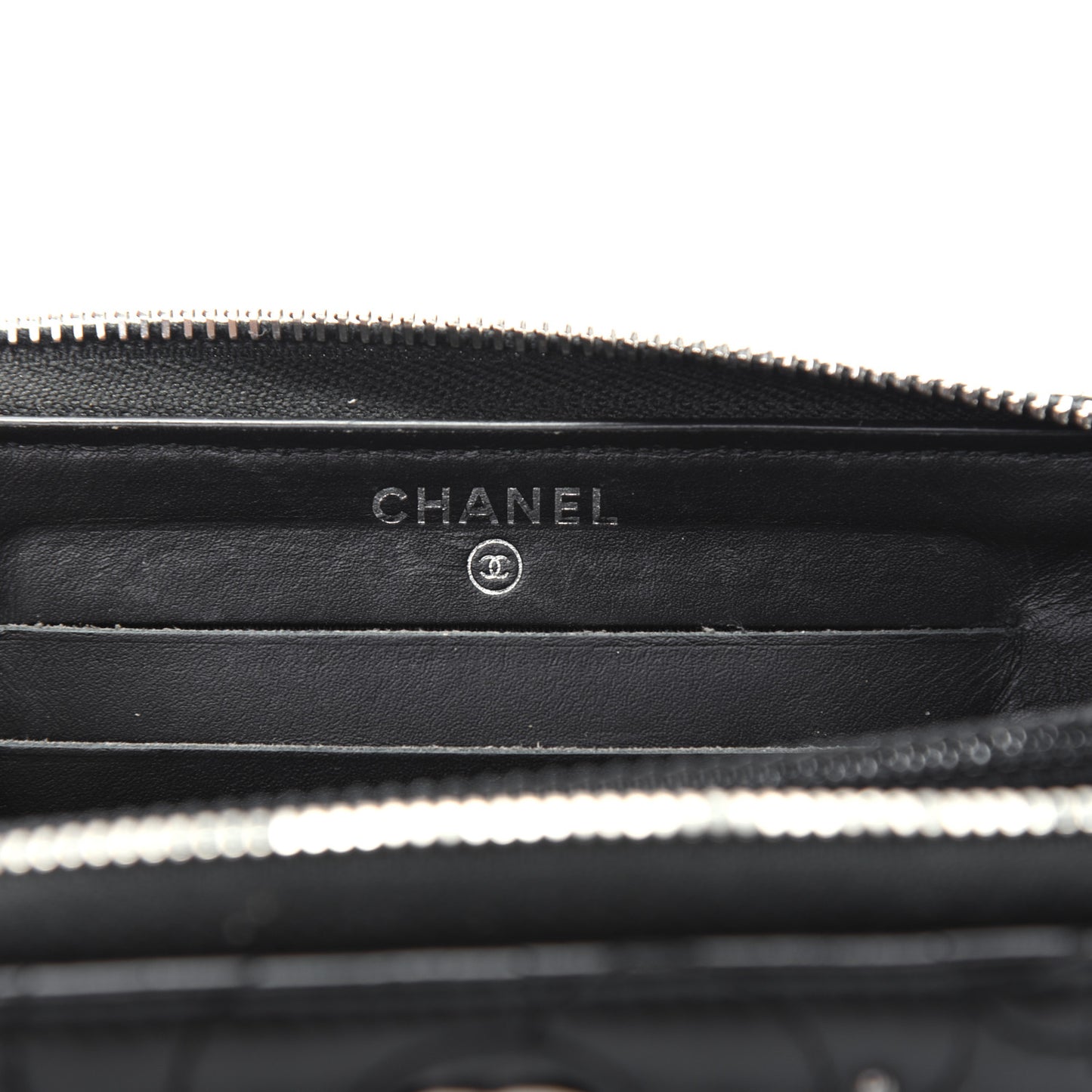 Lambskin Camellia Studded Large Gusset Zip Around Wallet Black