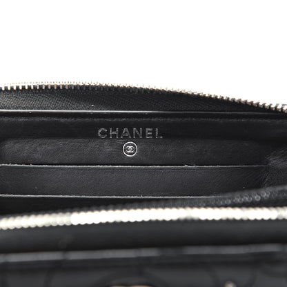 Chanel Lambskin Camellia Studded Large Gusset Zip Around Wallet Black 8 of 15