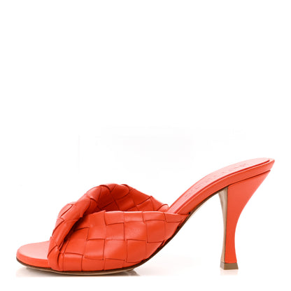 Bottega Veneta Nappa Intrecciato Blink Mule Sandals 38 New Orange 1 of 11