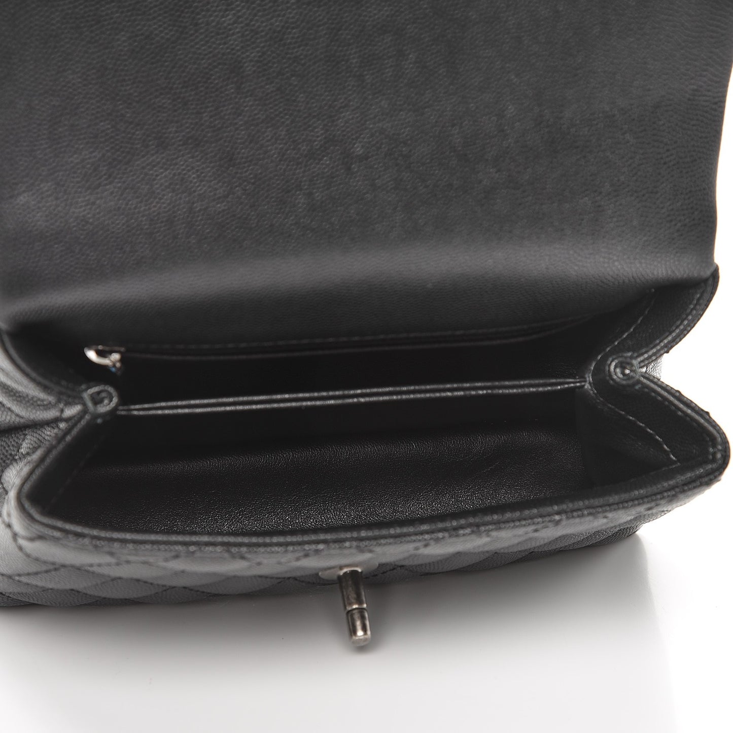Caviar Lizard Quilted Mini Coco Handle Flap Black