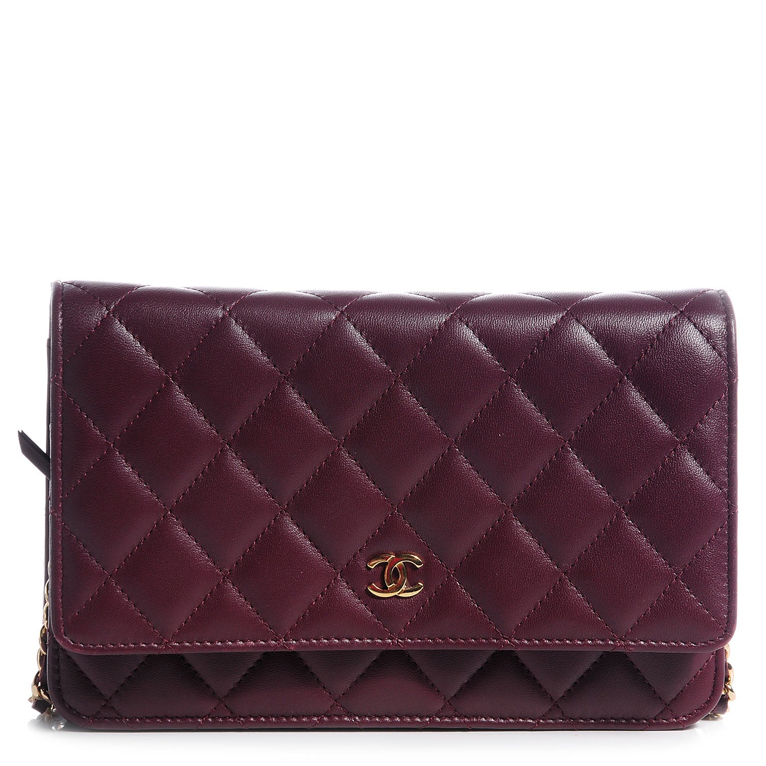 Chanel Lambskin Quilted Wallet On Chain WOC Bordeaux 1 of 9