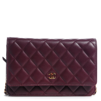 Chanel Lambskin Quilted Wallet On Chain WOC Bordeaux 1 of 9