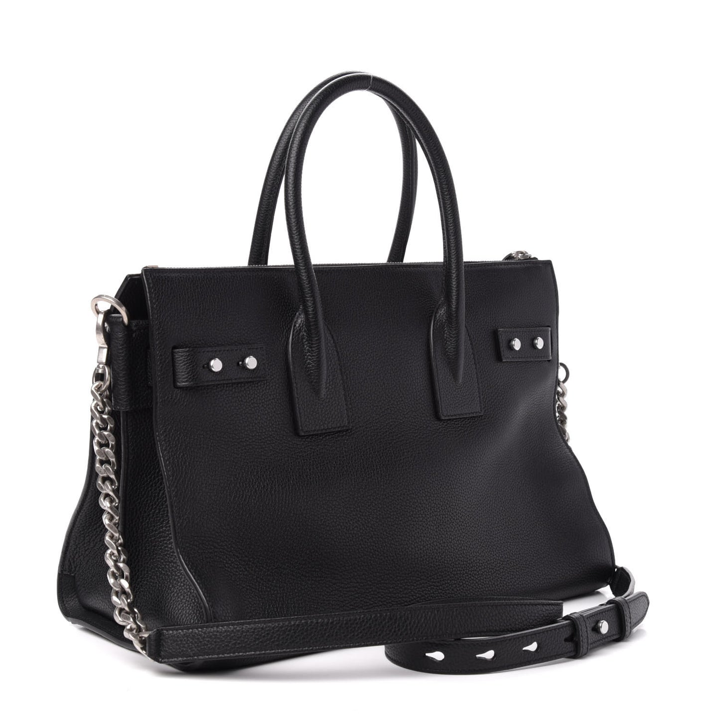 Grained Calfskin Small Supple Sac De Jour Duffle Black