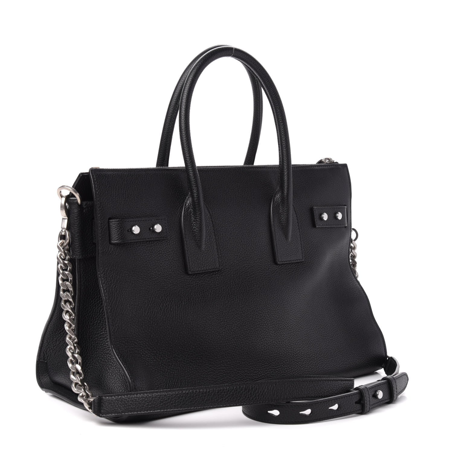 Saint Laurent Grained Calfskin Small Supple Sac De Jour Duffle Black 4 of 11