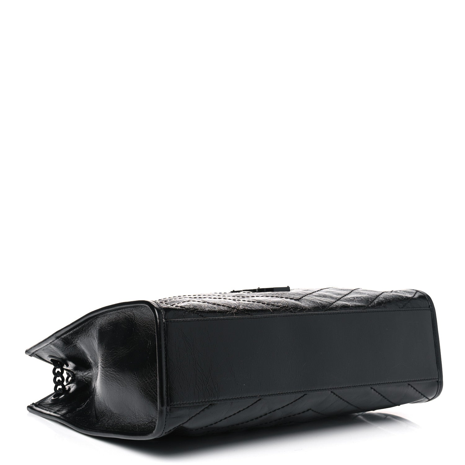 Saint Laurent Crinkled Calfskin Matelasse Monogram Medium Niki Shopper Tote Black 3 of 4