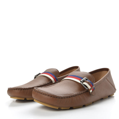 Gucci Calfskin Mens Web Sylvie Web Buckle Driver Loafers 8 Brown 3 of 11