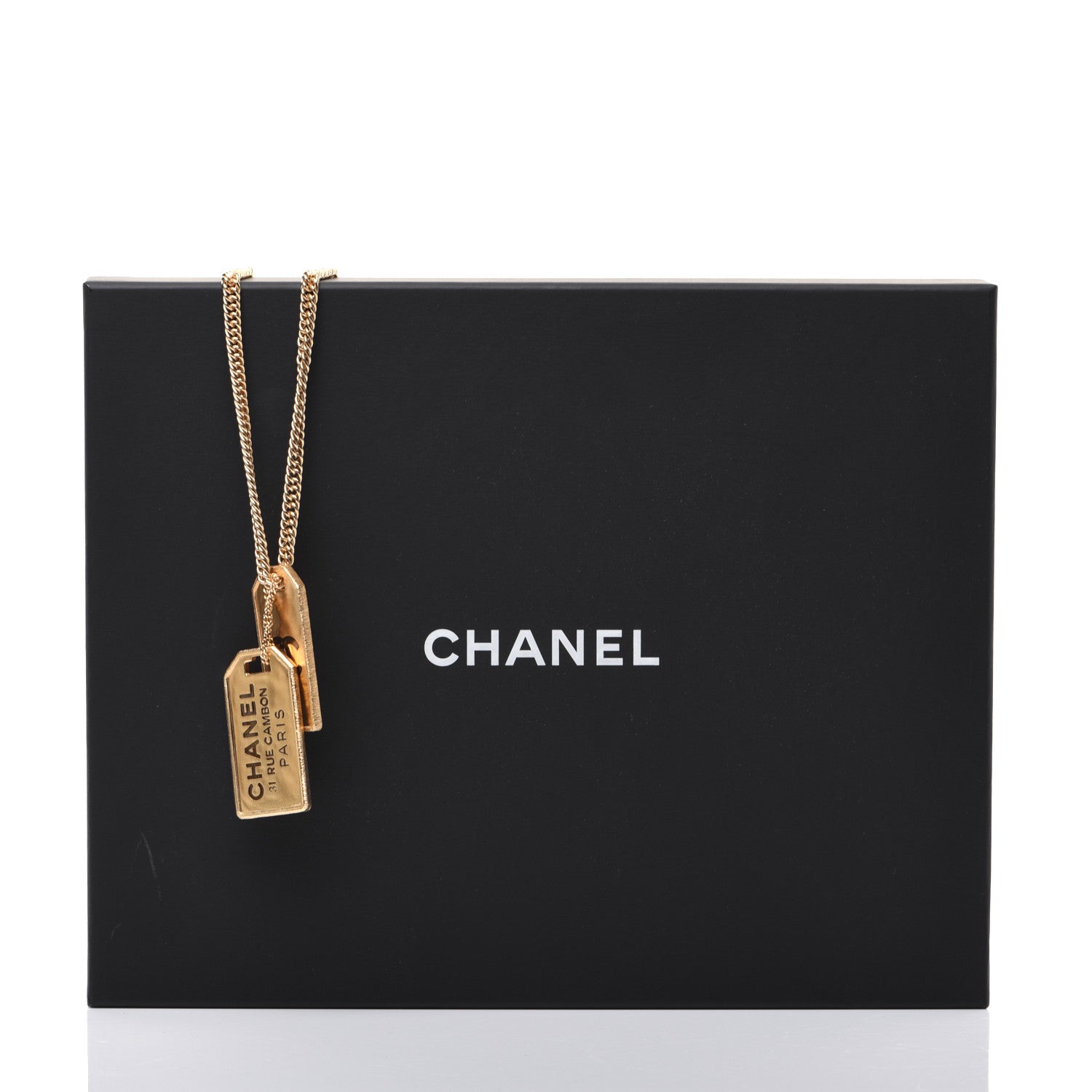 Chanel ID Dog Tag Charm Necklace Gold 6 of 6