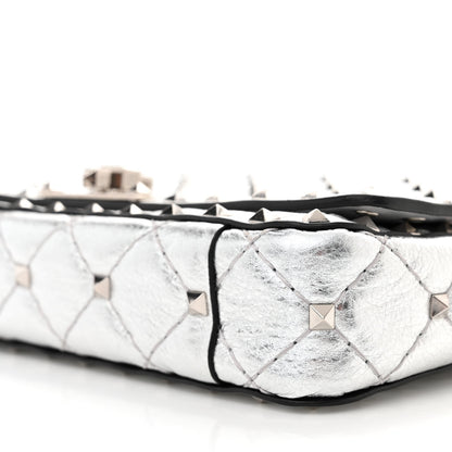 Valentino Garavani Metallic Nappa Rockstud Spike Shoulder Bag Silver 9 of 13