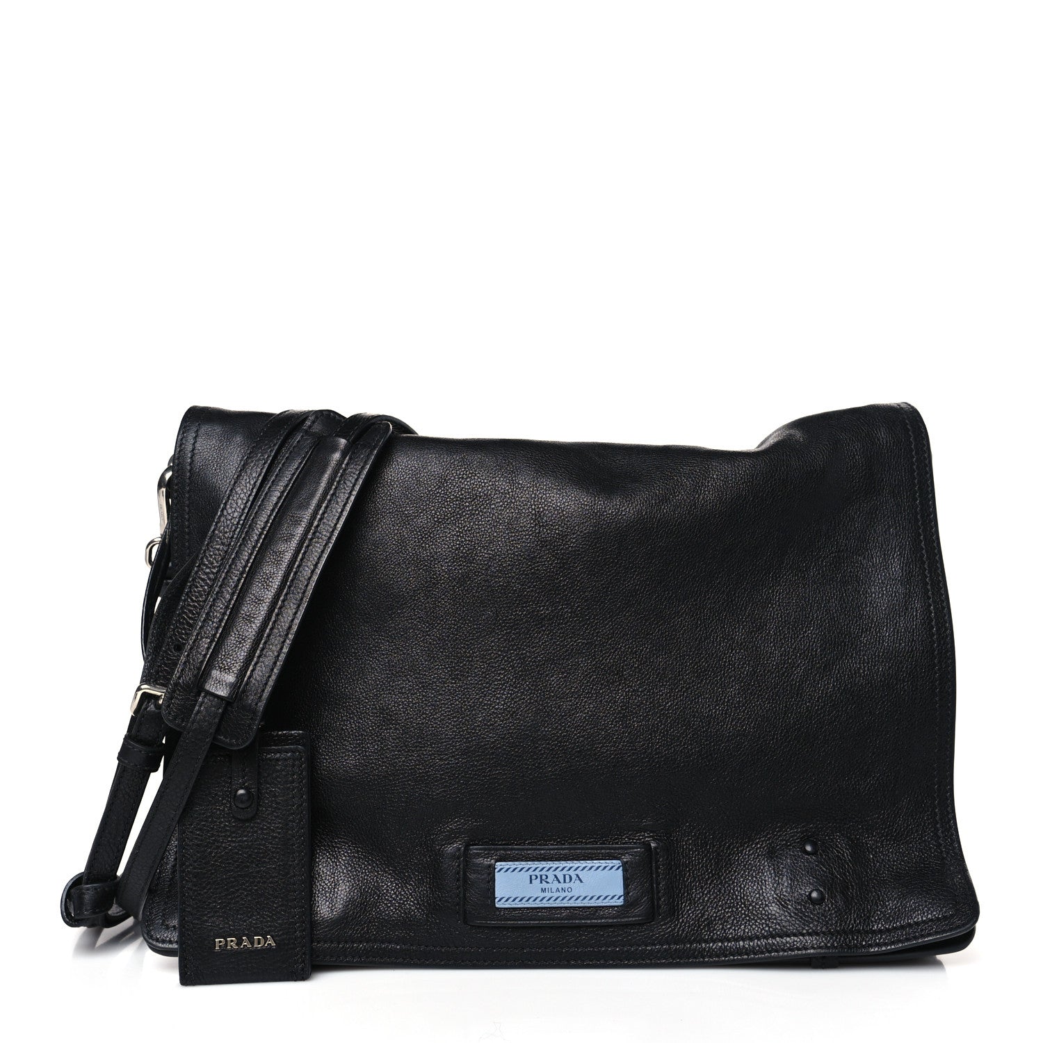 Prada Glace Calf Etiquette Flap Black Astrale 1 of 9