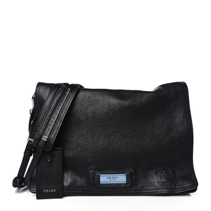 Prada Glace Calf Etiquette Flap Black Astrale 1 of 9