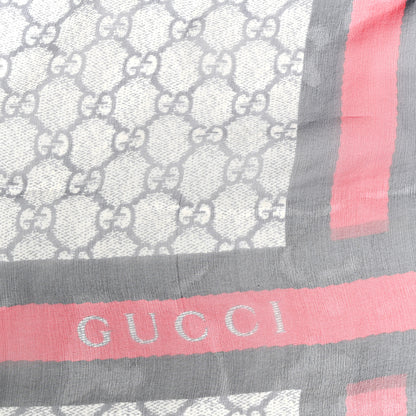 Gucci Silk Monogram Web Scarf  Beige Blue 2 of 4
