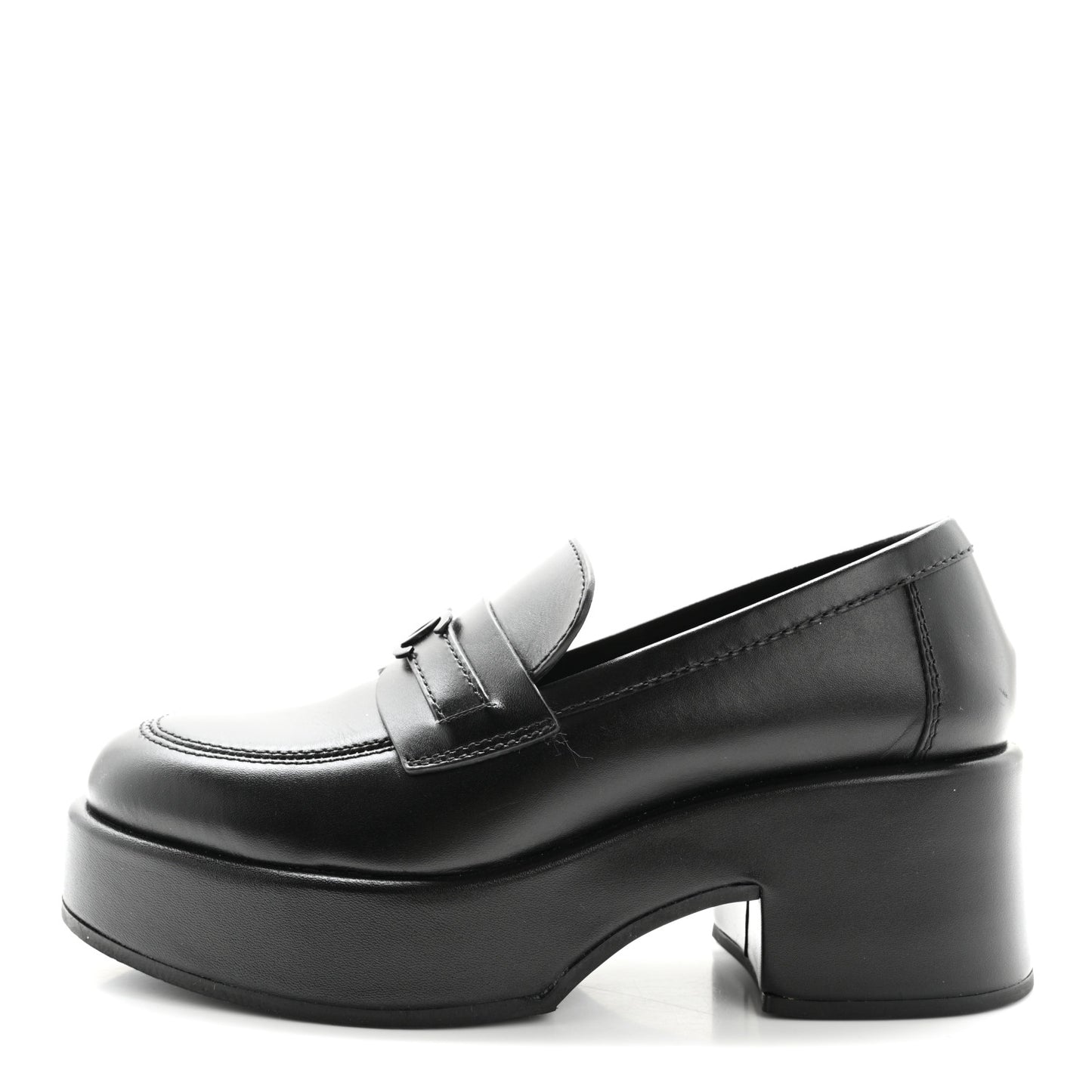 Calfskin CC Platform Loafers 37 Black