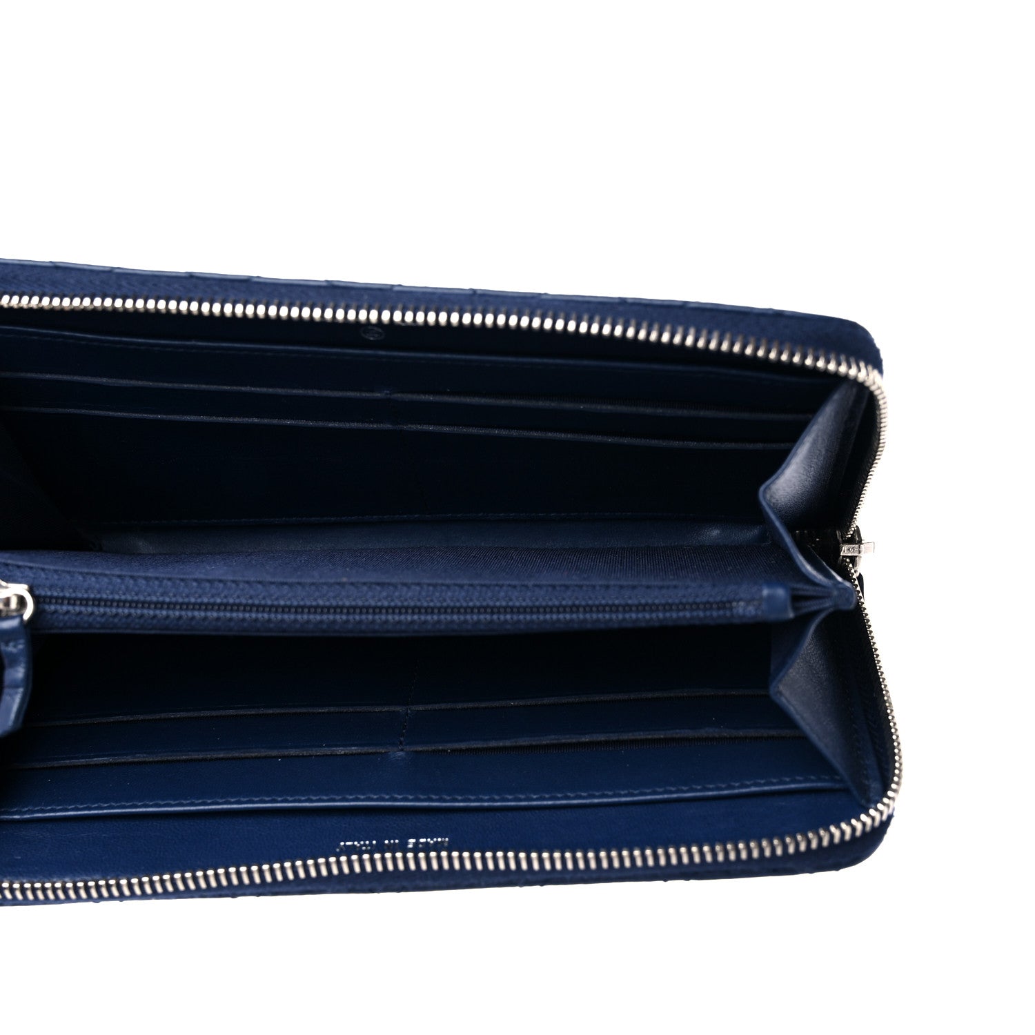 Chanel Caviar Quilted Diamond CC Gusset Zip Around Wallet Navy 5 of 11