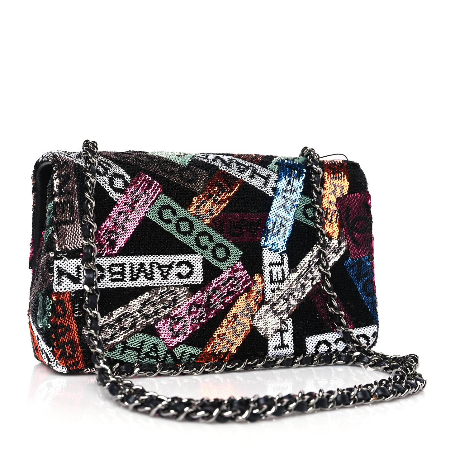Sequin Logo Small Flap Ruthenium Multicolor