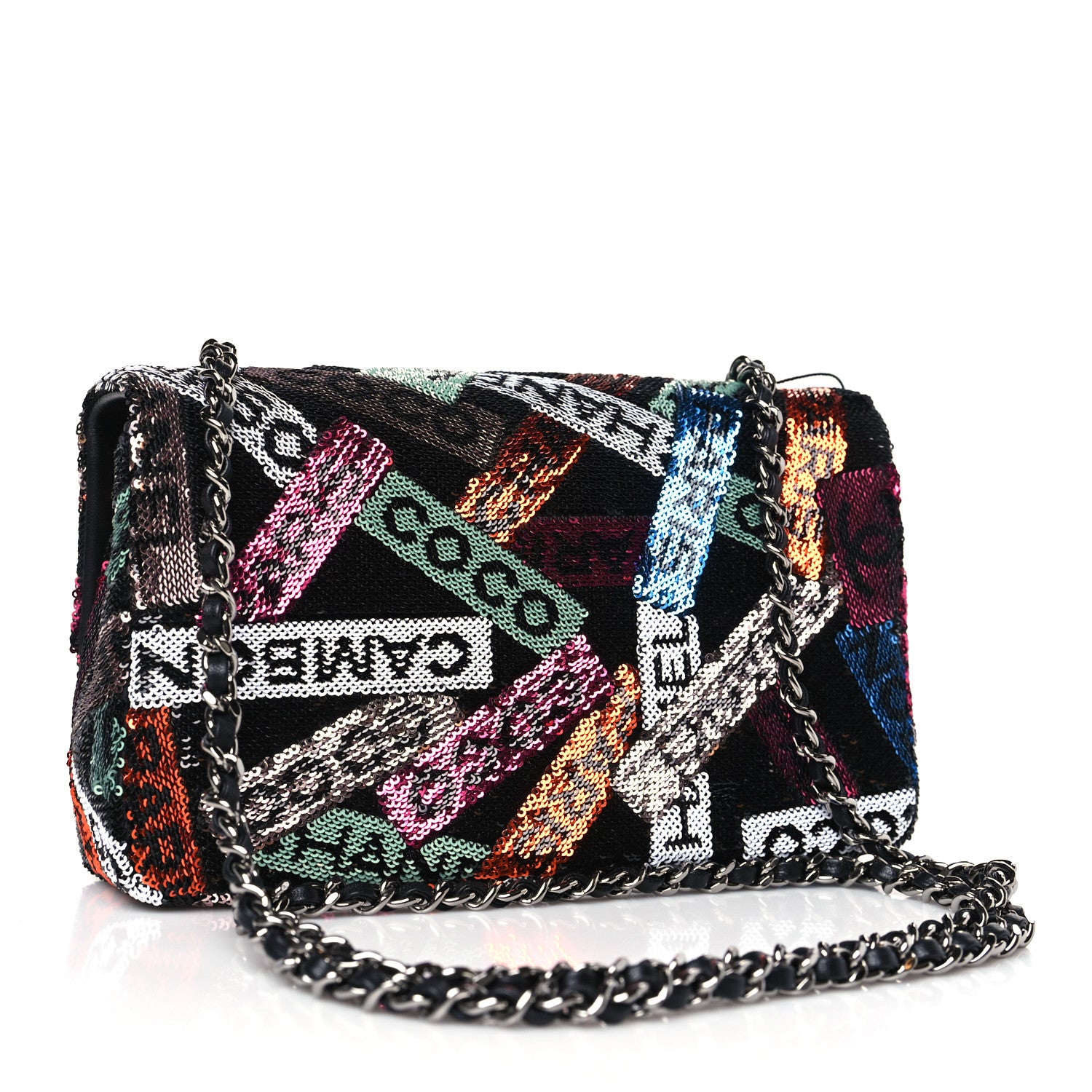 Chanel Sequin Logo Small Flap Ruthenium Multicolor 3 of 9