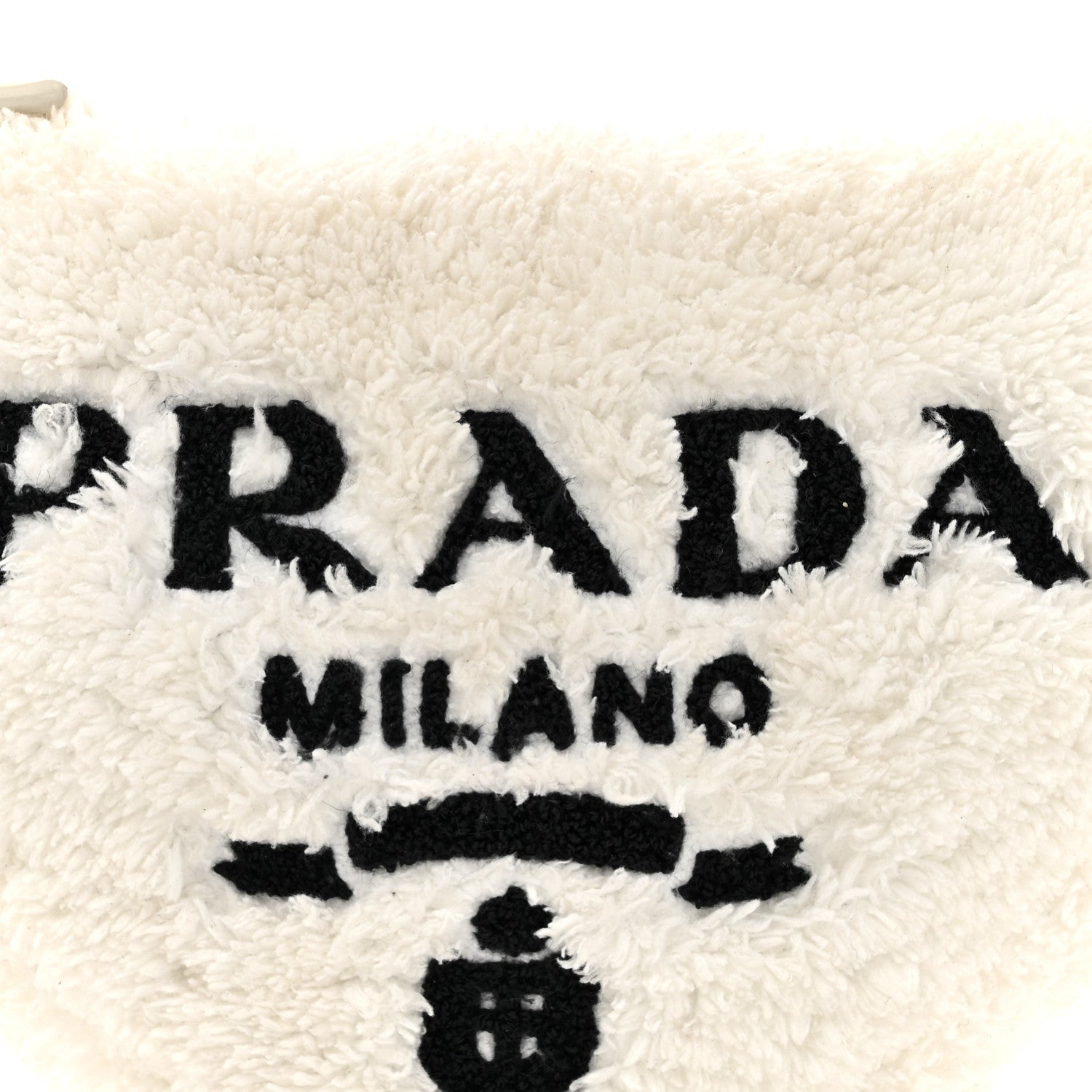 Prada Terry Cloth Triangle Pouch White Black 7 of 9
