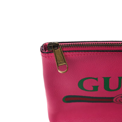Gucci Pebbled Calfskin Medium Logo Portfolio Clutch Box Pink Green 10 of 12