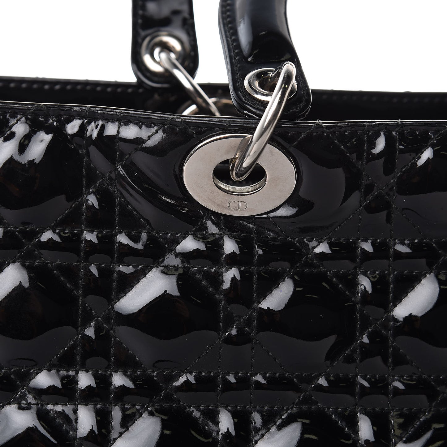 Patent Cannage Large Lady Dior Black