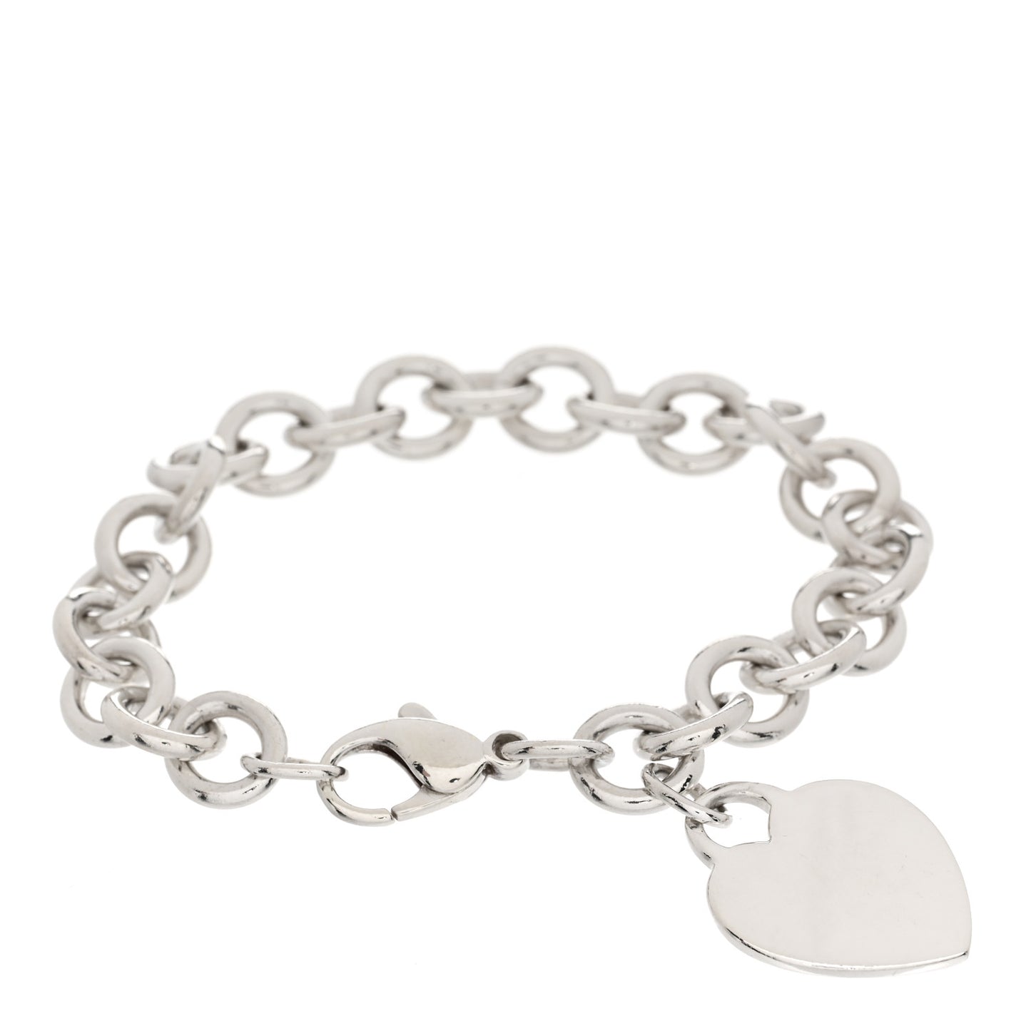 Sterling Silver Heart Tag Charm Bracelet