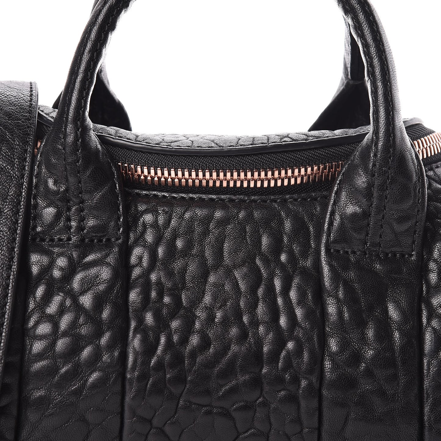 Pebbled Lambskin Mini Rockie Black Rose Gold Hardware