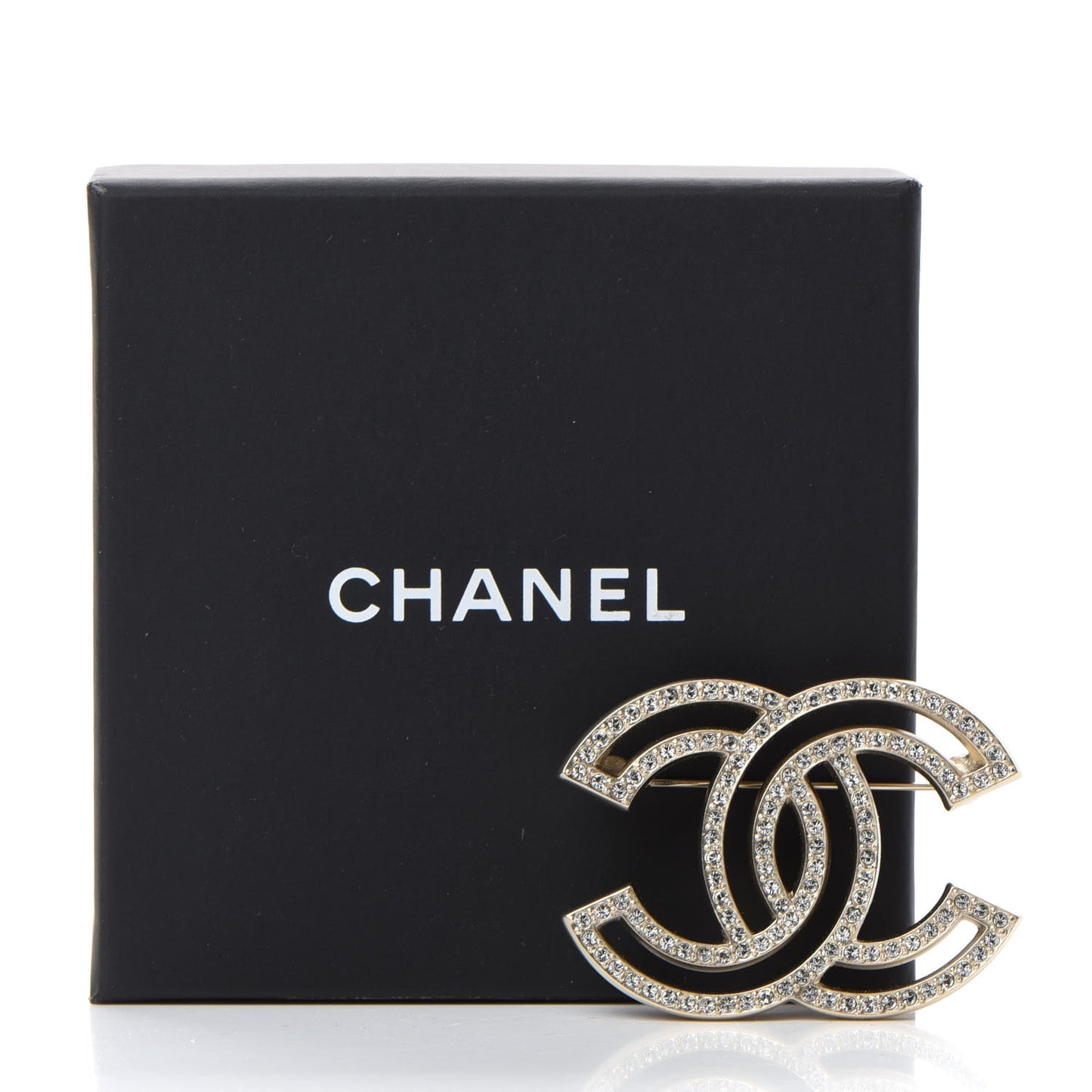 Crystal CC Brooch Light Gold