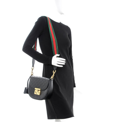 Gucci Guccissima Web Medium Padlock Messenger Shoulder Bag Black 2 of 7