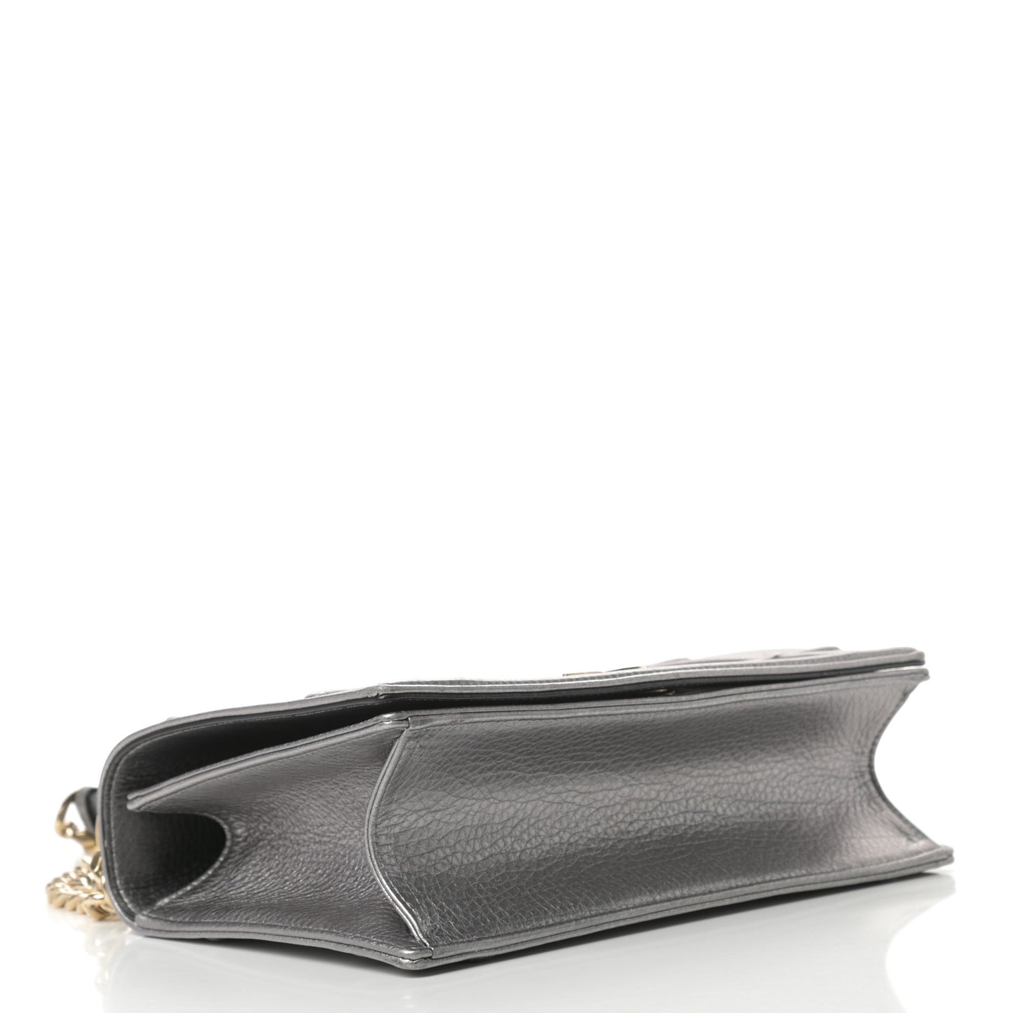 Metallic Grained Calfskin Medium Diorama Flap Bag Silver