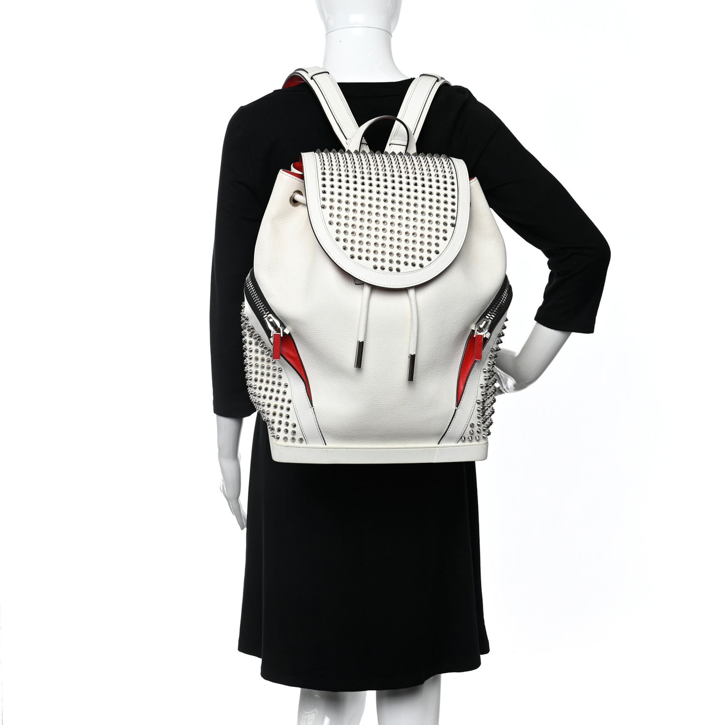 Calfskin Spiked Explorafunk Backpack White