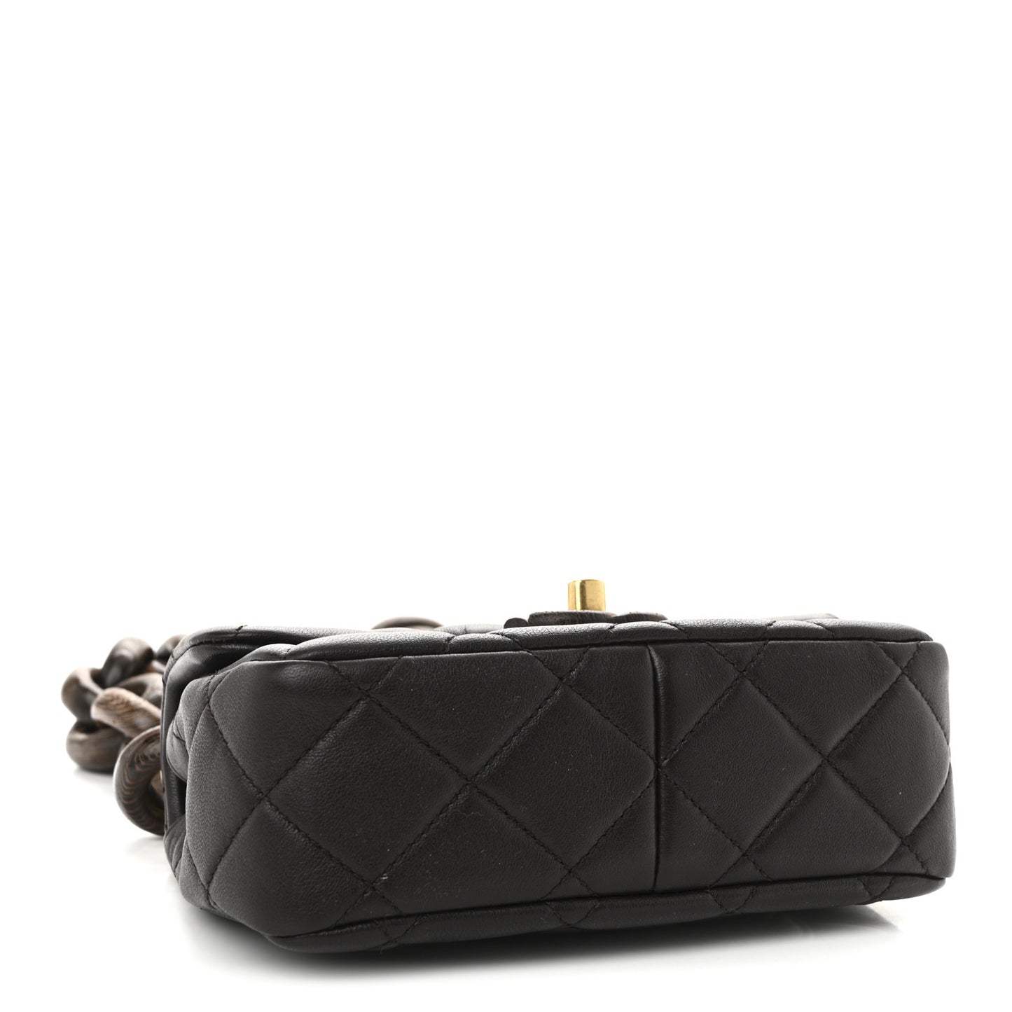 Lambskin Wenge Quilted Mini Fashion Wood Square Flap Dark Purple
