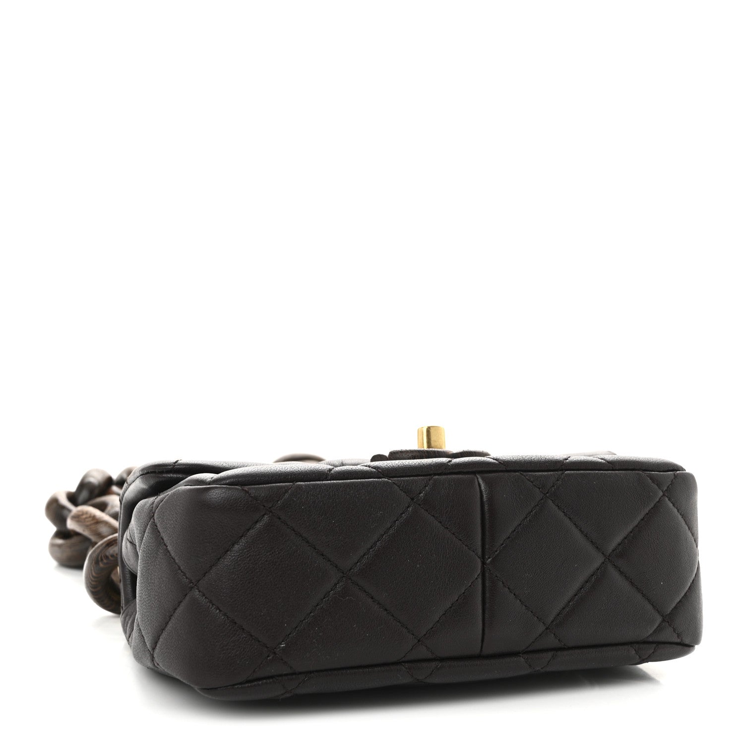 Chanel Lambskin Wenge Quilted Mini Fashion Wood Square Flap Dark Purple 4 of 11