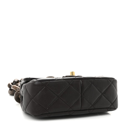 Chanel Lambskin Wenge Quilted Mini Fashion Wood Square Flap Dark Purple 4 of 11