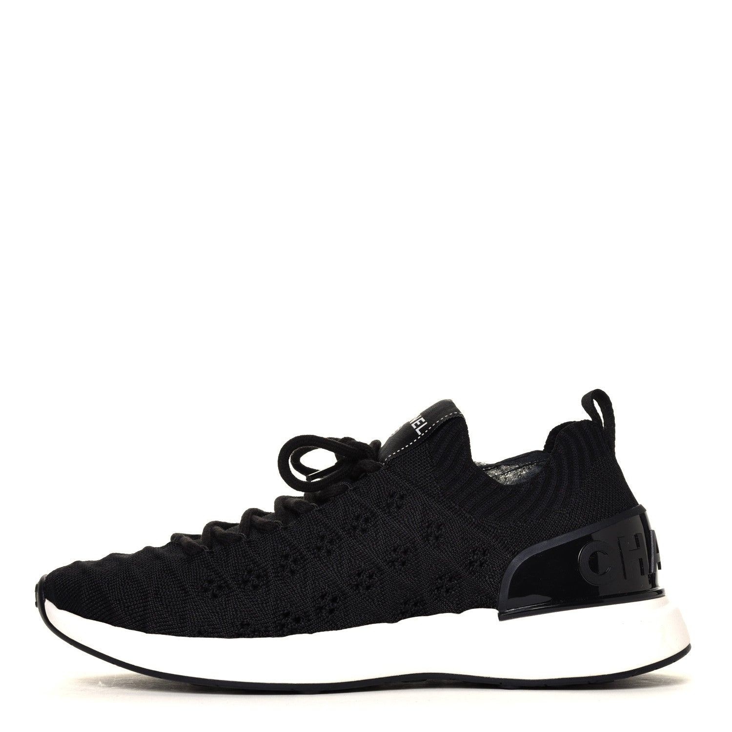 Chanel Fabric Logo Sneakers 36.5 Black 2 of 12