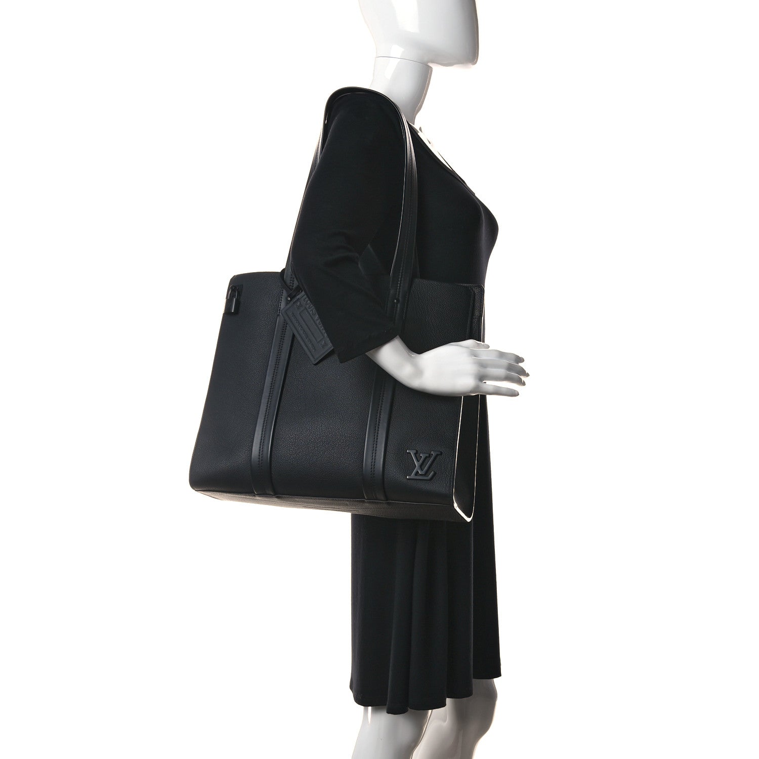 Louis Vuitton Grained Calfskin LV Aerogram Tote Black 2 of 12